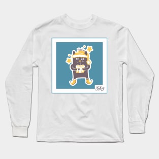 A cat sensitive to the cold wearing a hot sweater. Long Sleeve T-Shirt